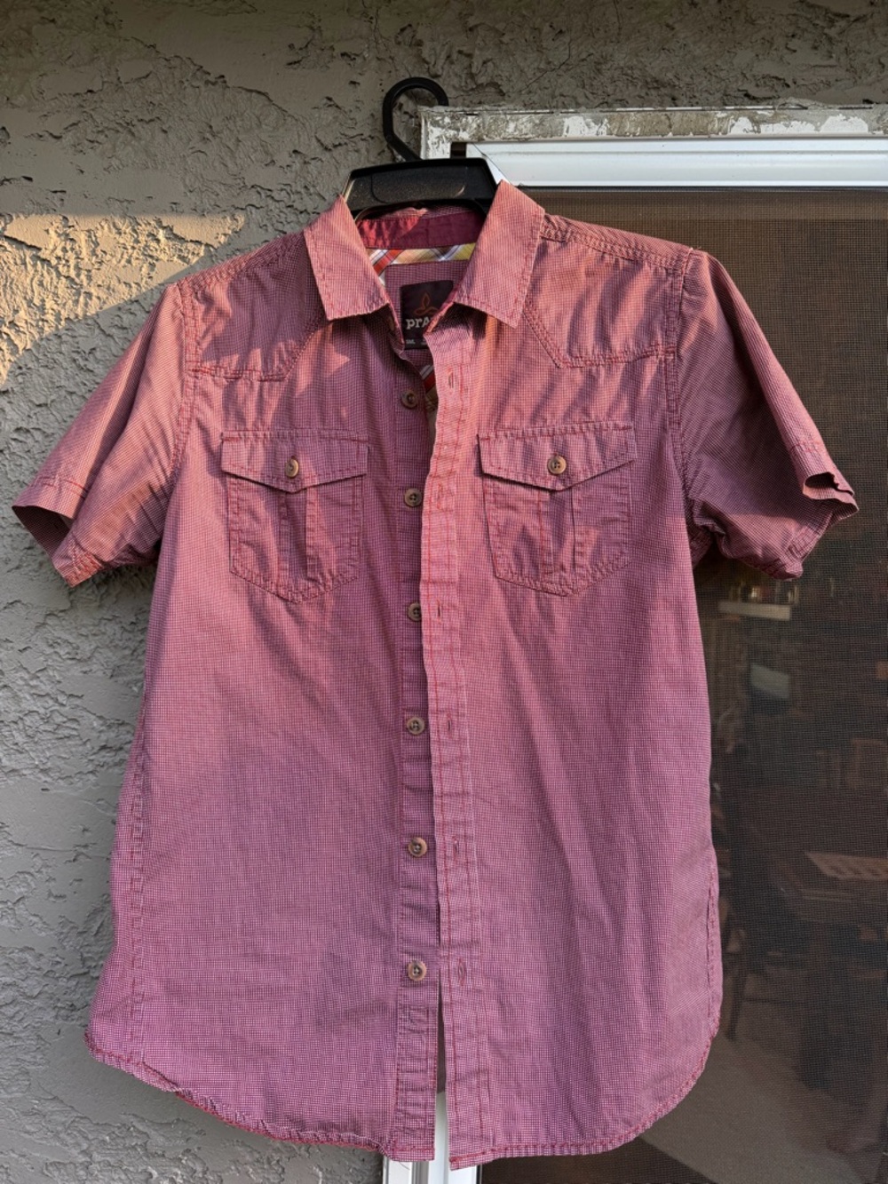 Prana Men's Short-Sleeve Button-Down Shirt in Dusty Rose